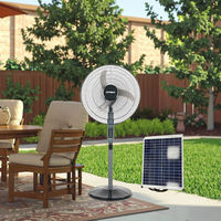 Ventilateur de sol solaire BLDC 18 pouces, charge AC/DC, batterie lithium 5,2 Ah, autonomie 6-100h, fonctionnement silencieux, télécommande, pour la maison en Afrique