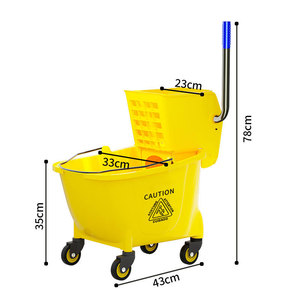Chariot <span class=keywords><strong>de</strong></span> nettoyage avec essoreuse <span class=keywords><strong>à</strong></span> serpillière manuelle, roues silencieuses en plastique épais pour hôtel, restaurant, magasin, usage commercial - Product Image 3