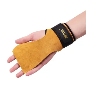 Cowhide leather Gym Mittens Grips Anti-Skid Weight Lifting Grip Pads Workout Fitness Mittens Palm Protection