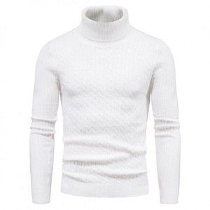 Pull à col haut pour homme, coupe ajustée, couleur unie, tricoté, pour l'automne et l'hiver - Product Image 5