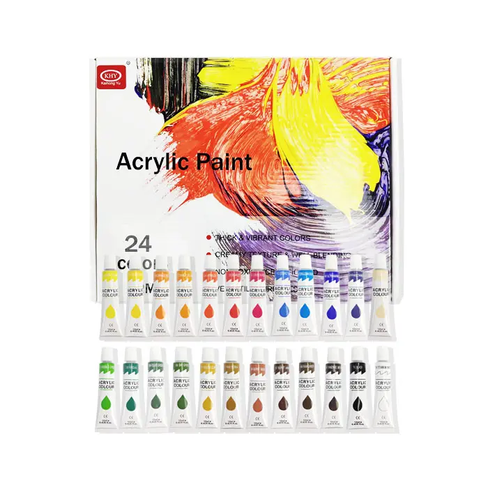 Kit de peinture acrylique Non toxique, ensemble de 24 couleurs pour débutant, transparent, bricolage, Art, offre spéciale