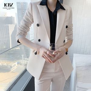 Ingrosso abito da donna personalizzato da ufficio formale Set abito bianco di seta lungo con Blazer a bottone singolo e pantaloni Sexy in taglia <span class=keywords><strong>S</strong></span> - Product Image 4