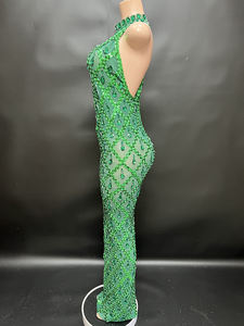 Robe de minuit bleu maille diamant robe femmes élégantes dames robes pour invité de <span class=keywords><strong>mariage</strong></span> - Product Image 2