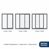 Fenêtre coulissante à rupture de pont thermique MEIXIN ORLANDO en alliage d'aluminium à 6 rails, suspendue, pour extérieur d'hôtel, étanche, insonorisée, anti-moustiques