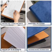 Porte-documents A4 Premium en PU effet peau, pliable à 360 degrés, avec clip chromé, capacité 90 feuilles
