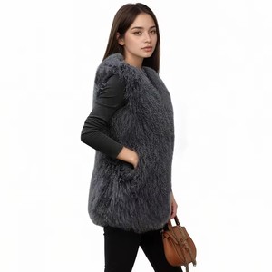 Long Style Genuine Mongolian Lamb <strong>Fur</strong> Vest <strong>Women</strong> Winter Real Sheep <strong>Fur</strong> <strong>Gilet</strong> <strong>for</strong> Lady Fashion - Product Image 4