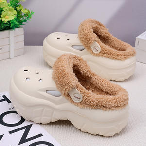 Sabots Bace EVA à semelles épaisses, chaussures chaudes en coton pour femmes, pour l'hiver, à porter à la maison, beige, blanc, rose, noir - Product Image 5