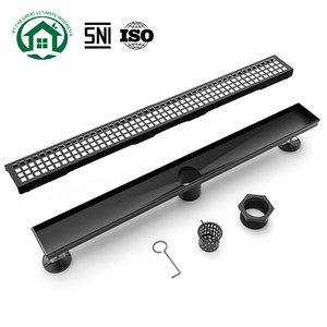 Pano.V Black <b>Linear</b> 304 Brushed Stainless Steel with Removable Grate Cover Adjustable Hair Strainer Feet Shower <b>Drain</b> - Product Image 1