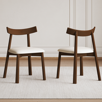 2 chaises de salle à manger modernes en bois massif, design ergonomique sans accoudoirs, coussins épais en PU, écologiques pour la maison et l'hôtel