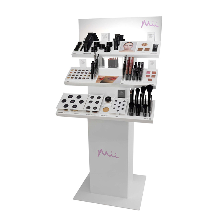 Modern Wooden Lipsticks and Lash Brush Display Cabinet Custom Logo Display Stand with Light Duty Metallic Material
