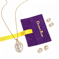 Pochette à bijoux en velours de luxe personnalisée, mini-housse à rabat en daim avec séparateur