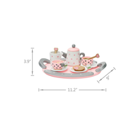 EDULAND OEM/ODM Juguetes de Cocina de Madera Montessori y Juguetes de Comida para Casa de Juegos, Regalos para Niñas - Juguetes de Postres para Niños, Juego de Té y Soporte para Pasteles