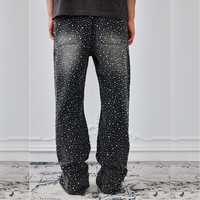 SHENGDE personnalisé hommes Stone-Washed Denim fermeture éclair jean style vintage de haute qualité avec strass décoration et bouton botte coupe