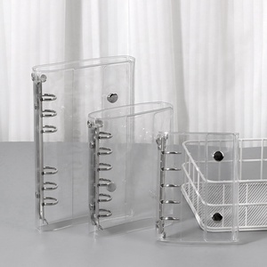 A6 kế hoạch chất kết dính Bìa rõ ràng mềm PVC Chất kết dính Bạc Vòng 6 vòng Snap nút rời lá bơm lại máy tính xách tay vỏ bảo vệ - Product Image 1