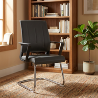 Chaise de bureau en cuir PU de style design moderne avec cadre en aluminium et siège pivotant pour la maison, le bureau, l'école, l'hôpital, l'hôtel
