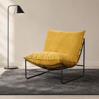 Fauteuil de lecture moderne rembourré avec base en métal léger, fauteuil d'appoint pour la détente dans la chambre