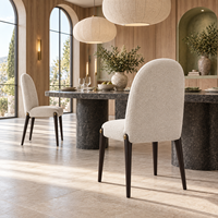 Chaise de salle à manger moderne sans accoudoirs, rembourrée, avec assise en tissu tissé texturé et pieds coniques en bois massif, pour la maison et les restaurants
