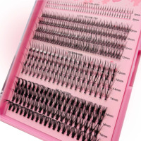 Kit DIY Personnalisé Fait Main pour Extensions de Cils Faux Segmentés Premium DD CC pour Clusters de Cils, Colle, Outil, Dissolvant, Boîte et Plateau Inclus