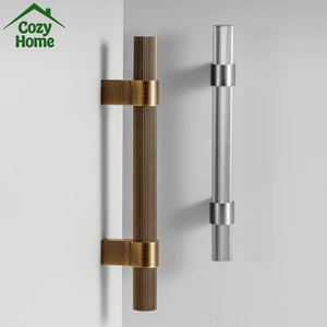 French Vintage Vertical Stripes Antique Brass Kitchen Cabinet Handles Armoire Drawer Wardrobe Handles Furniture Handles <strong>Knobs</strong> - Product Image 3