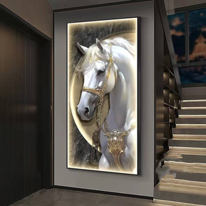 Terbaru mewah hotel dekorasi teras seni dinding Modern kuda hewan lampu led kristal porselen lukisan abstrak untuk dekorasi rumah - Product Image 2