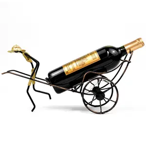 Porte-bouteille de vin nostalgique tiré à la main, en métal noir, rétro, en fer, support de rangement, présentoir artisanal pour bar à domicile