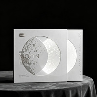 Boîte Cadeau Luxe Personnalisée pour Gâteaux de Lune, en Carton Rigide Blanc Mat avec Fenêtre Découpée et Logo en Feuille d'Argent, pour le Festival de la Mi-Automne, 2cm