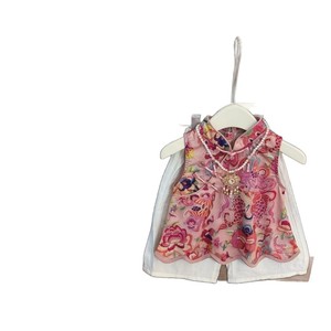 Traditional Chinese Style Girls Two Piece Set With Fold Buttons Summer Party Wear Cotton Thin Fabric Flowers Pattern - Product Image 5