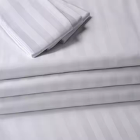 Parure de lit de qualité supérieure 100 % coton pour lit Queen, rayures blanches, qualité hôtelière - Vente en gros pour la maison/l'hôpital