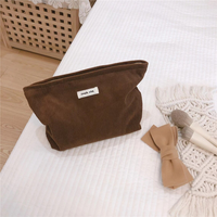Pochette de toilette en velours côtelé avec logo personnalisé, couleur bonbon, en tissu peluche, fermeture éclair, sac à cosmétiques