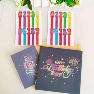 Carte <span class=keywords><strong>de</strong></span> musique 3d Gold Crown Led Fireworks Purple Pink Happy Birthday Cadeau pour maman, femme ou fille avec des ballons - Product Image 6