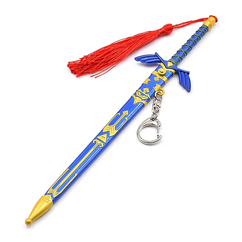नया डिजाइन प्रसिद्ध गेम ज़ोल्ड नायक विशेष उपकरण आकाश तलवार धातु शिल्प नीले तलवार की कीचेन उपहार