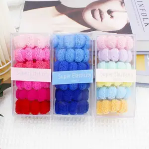 Wholesale of autumn and winter plush hair accessories candy colored rubber bands ponytails hair ties boxed