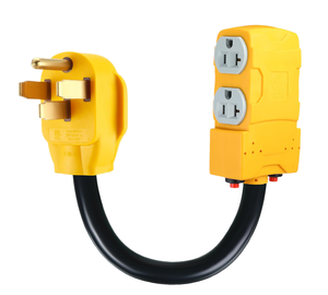 Adaptateur de cordon d'alimentation pour générateur RV avec prise américaine NEMA 14-50P vers 4 prises 5-20R, câble SJTW, GFCI, <span class=keywords><strong>rallonge</strong></span> industrielle - Product Image 1