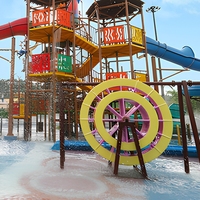 Équipement de parc aquatique extérieur haut de gamme comprenant de grandes structures aquatiques, des fontaines, des toboggans aquatiques en acier inoxydable