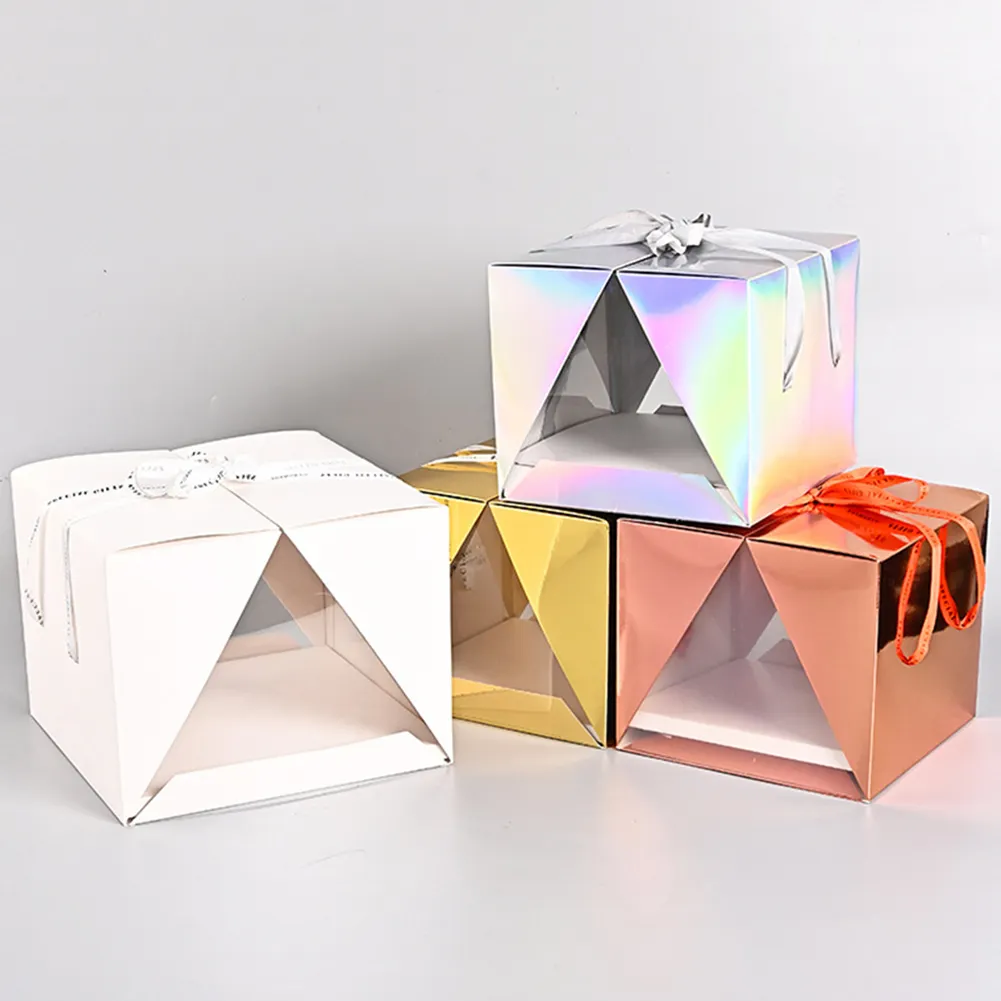 Compleanno personalizzabile alto trasparente, imballaggio in Pet scatola per torta in plastica trasparente scatola per torta trasparente scatola per torta trasparente/