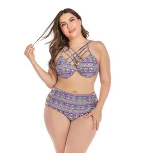 2020 personalizado Sexi venta al por mayor de tamaño de China <span class=keywords><strong>Bikini</strong></span> cintura alta Mujer <span class=keywords><strong>gorda</strong></span> traje de baño - Product Image 2