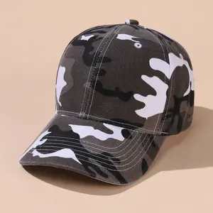 Venta al por mayor de la calle hip hop sombrero gorra de sombra primavera otoño simple camuflaje sombrero de ala plana