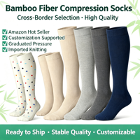 Chaussettes de compression en fibre de bambou premium 2026 pour femmes et hommes, hauteur mollet, soutien gradué, pour la course, la corde à sauter, le fitness et la récupération