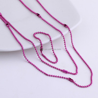 Porte-clés et collier électroplaqués multicolores, chaîne à billes en cuivre, différentes tailles de perles, chaîne à billes rondes