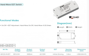 लेटारन Dc12/24v 5000म्मा 60/120w इन्फ्रारेड सेंसर डाइमिबल हैंड-वेव ccct स्विच एलईडी लाइट कंट्रोलर - Product Image 5