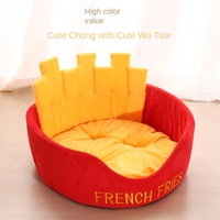 Lit pour animaux de compagnie en forme de frites, doux et chaud pour l'hiver, nouveau modèle, de haute qualité, en éponge, pour chat et chien, rond et orthopédique, vente en gros
