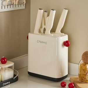 Organizador de Cuchillos de Plástico Color Crema para Encimera, Caja de Almacenamiento para Organización de Cubiertos de Cocina - Product Image 2