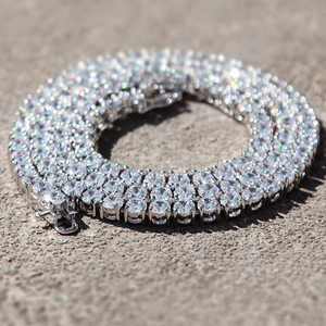 Collana Tennis <span class=keywords><strong>Madonna</strong></span> in Argento 925 Placcato Oro Bianco con Moissanite, Gioiello di Alta Qualità - Product Image 2