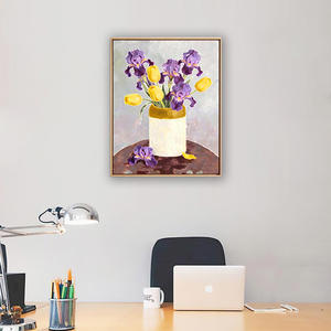 Stampa d'arte murale dipinta a mano su tela: Natura morta con iri <span class=keywords><strong>di</strong></span> colore <span class=keywords><strong>viola</strong></span> |   Quadro su Tela Incorniciato |   Decorazioni per la casa - Product Image 4