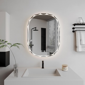 <span class=keywords><strong>Miroir</strong></span> mural intelligent d'hôtel moderne <span class=keywords><strong>Miroir</strong></span> de salle de bain ovale illuminé par lumière LED avec fonctions réglables pour le maquillage et le salon - Product Image 6