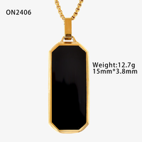 Pendentif géométrique en forme de diamant Collier en acier inoxydable noir huile turquoise carré rectangle pour hommes femmes