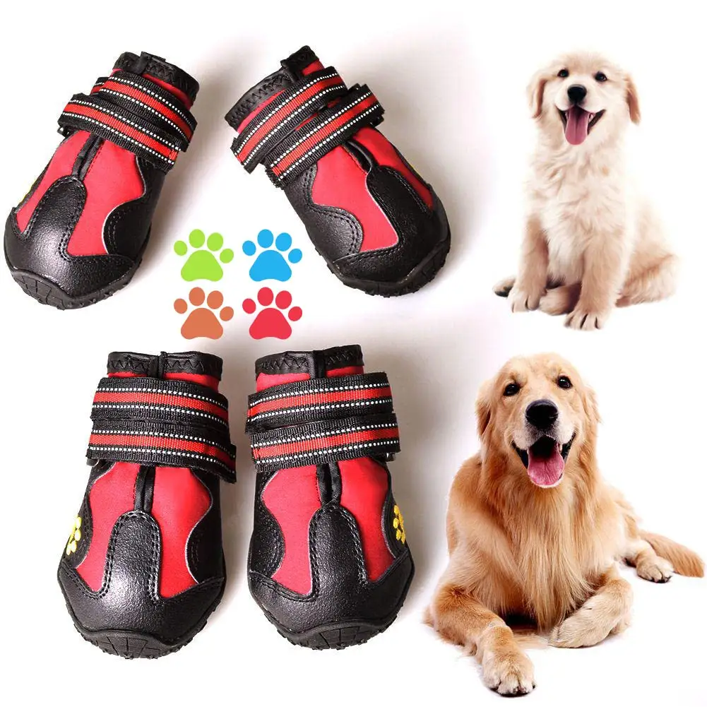 Waterproof Pet Shoes Breathable Reflective Dog Booties Paw Protector Anti-slip Dog Shoes