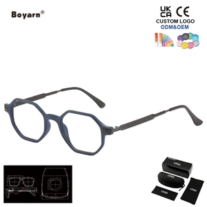 Lunettes de lecture progressives Boyarn, anti-lumière bleue, verres de lecture pour hommes, monture en métal - Product Image 4