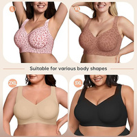Soutien-gorge sans armatures grande taille à couvrance totale, imprimé léopard, doux et minimisant, avec maintien et soutien latéral pour poitrine généreuse