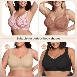 <span class=keywords><strong>Reggiseno</strong></span> Senza Cuciture Plus Size con Copertura Totale, Stampa Leopardata, Supporto Morbido e Minimizzante con Sollevamento e Supporto Laterale per Seno Grande - Product Image 6